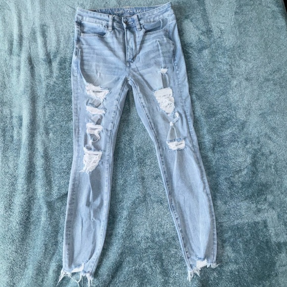 American Eagle Outfitters Denim - American Eagle Super Hi-Rise Distressed Jeggings
